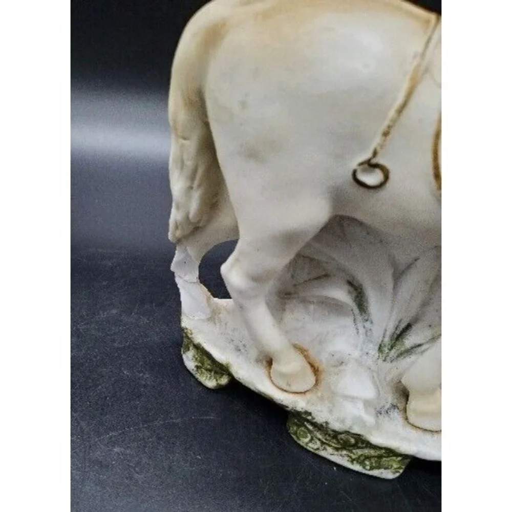 Antique‎ Pair German Grafental Bisque Porcelain Figurine Vase Horse People 6.5